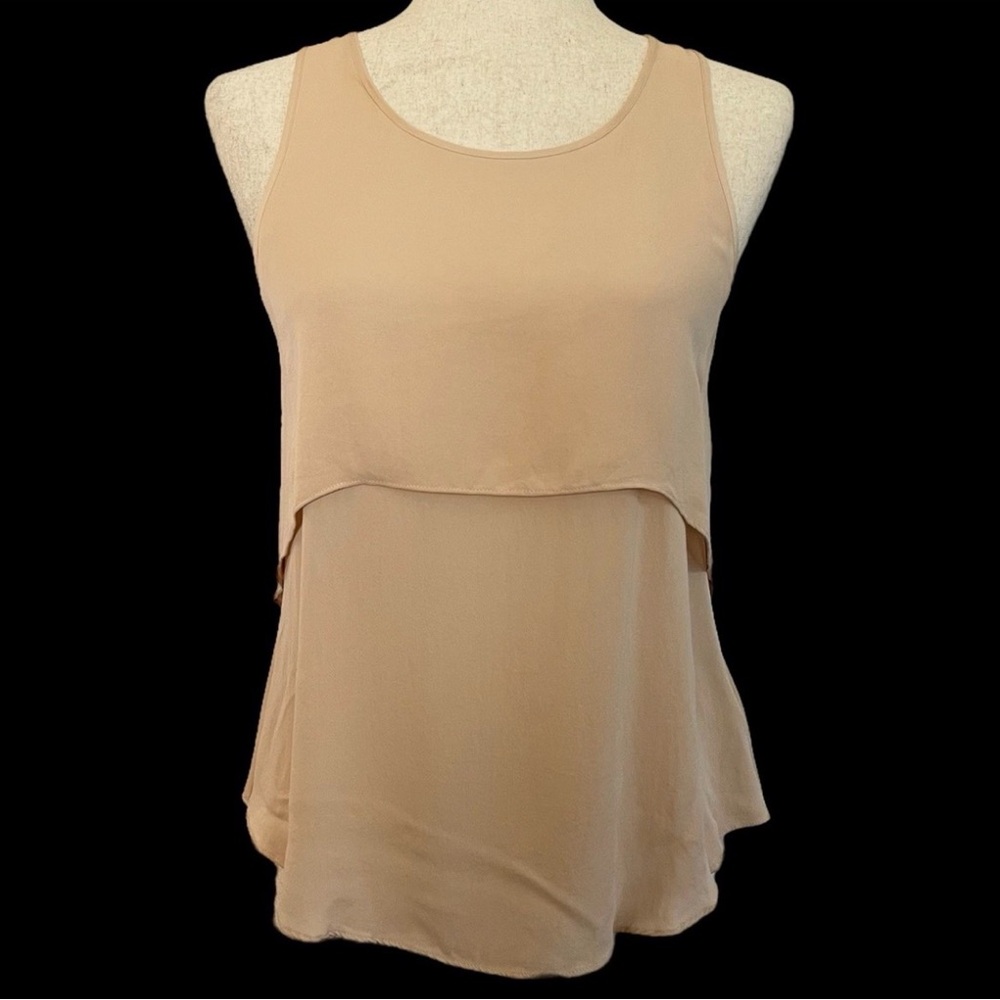 Theory Tiered Sleeveless 100% Silk Tiered Camisole - Pinkish-Beige